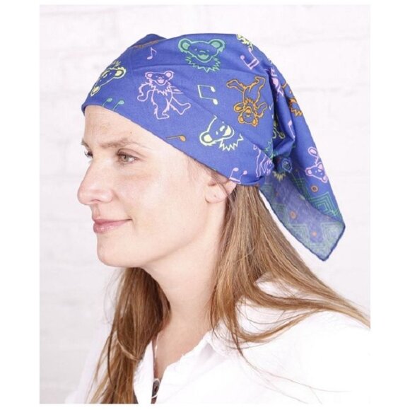 New Blue Music Dancing Bears Grateful Dead Bandana Deadhead Headband Mask NWT - Picture 3 of 4